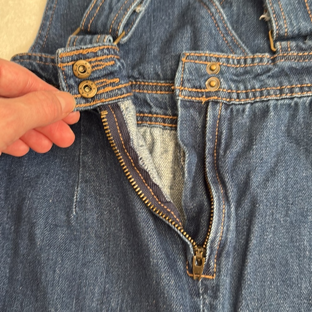 Bebe Girls | Denim Cross Back Flare Wide Leg Overall Jumpsuit Blue (M 10-12) - Picture 11 of 13